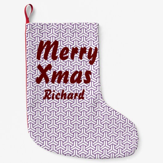 オリエンタルパープルホワイトアヤメ日本毘沙門模様 スモールクリスマスストッキング (正面)