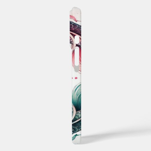 オリエンタルピンクとティール（緑がかった色）ラブハートコイタトゥーケース Case-Mate iPhoneケース (裏面 / 左)