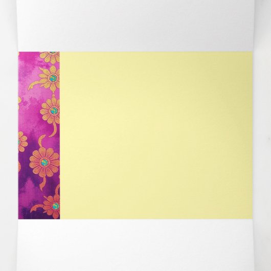 オリエンタルピンクターコイズフローラ-招待状カード 三つ折り招待状 (内部中)