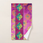 オリエンタルピンクパープルターコイズ – バスタオルセット (ハンドタオル)