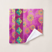 オリエンタルピンクパープルターコイズ – バスタオルセット (ウォッシュタオル)