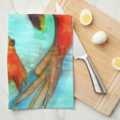 オリエンタルフィッシュ水彩画禅 キッチンタオル (四つ折り)