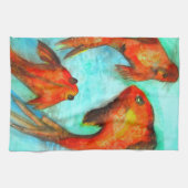 オリエンタルフィッシュ水彩画禅 キッチンタオル (横)