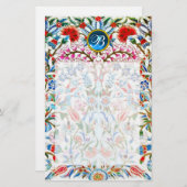 オリエンタルフラワーダマスクモノグラムブルーサファイア 便箋 (正面/裏面)