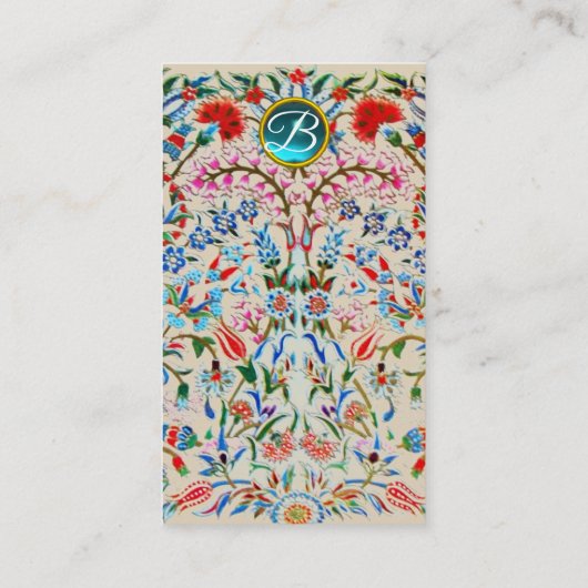 オリエンタルフラワーダマスクモノグラムブルーピンクフローラ 名刺 (裏面)