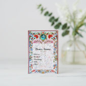 オリエンタルフラワーダマスクモノグラムブルーホワイトフローラ 名刺 (スタンド正面)