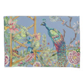 オリエンタルフローラガーデン&ピーコックチノイスリーブルー 枕カバー (正面)