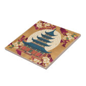 オリエンタルフローラレッド金ゴールドChinoiserieパゴダータイル タイル (側面)