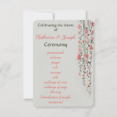 オリエンタルフローラ水彩結婚式プログラムパーティー 招待状 (正面)