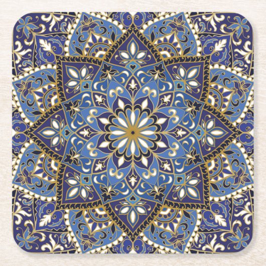 オリエンタルフローラ:ヴィンテージカーペット スクエアペーパーコースター (正面)