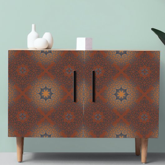 オリエンタルブラックブラウン赤アラベスクグラデーションデクページ 薄葉紙