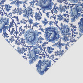 オリエンタルブルーの花柄と白 薄葉紙 (詳細)