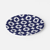 オリエンタルブルーの重なり合う円Shippo Geometric ペーパープレート (アングル)