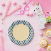 オリエンタルブルーイエローモロッコアラビアトレーサリーアート ペーパープレート (パーティー)