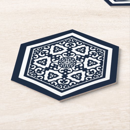 オリエンタルブルーオットマントルコのトレーサリーオリエンタルアート ペーパーコースター (アングル)
