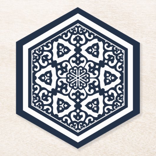 オリエンタルブルーオットマントルコのトレーサリーオリエンタルアート ペーパーコースター (正面)