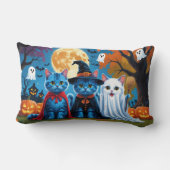 オリエンタルブルーキャッツカボチャおもしろいハロウィン ランバークッション (裏面)