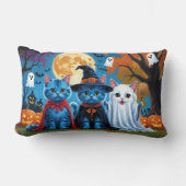 オリエンタルブルーキャッツカボチャおもしろいハロウィン ランバークッション (正面)