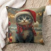 オリエンタルブルーキャットクリスマスヴィンテージビーチ クッション (ブランケット)