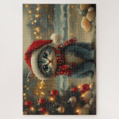 オリエンタルブルーキャットクリスマスヴィンテージビーチ ジグソーパズル (縦)