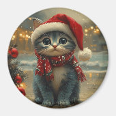 オリエンタルブルーキャットクリスマスヴィンテージビーチ マグネット (正面)