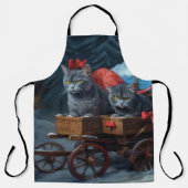 オリエンタルブルーキャットスノーイスレクリスマスデコール エプロン (正面)