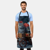 オリエンタルブルーキャットスノーイスレクリスマスデコール エプロン (着用した状態)