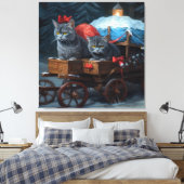 オリエンタルブルーキャットスノーイスレクリスマスデコール キャンバスプリント (インサイチュ (寝室))