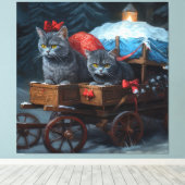 オリエンタルブルーキャットスノーイスレクリスマスデコール キャンバスプリント (インサイチュ (ウッドフロア))