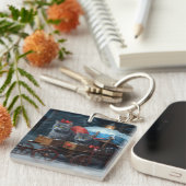 オリエンタルブルーキャットスノーイスレクリスマスデコール キーホルダー (正面右)