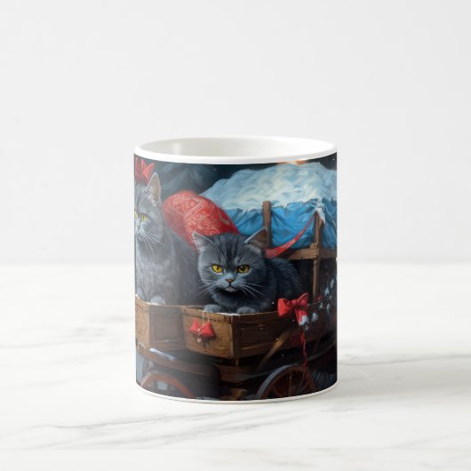 オリエンタルブルーキャットスノーイスレクリスマスデコール コーヒーマグカップ (中央)