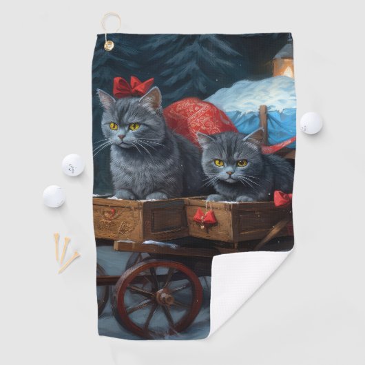 オリエンタルブルーキャットスノーイスレクリスマスデコール ゴルフタオル (インサイチュ)