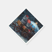 オリエンタルブルーキャットスノーイスレクリスマスデコール スタンダードカクテルナプキン (角)