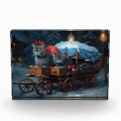 オリエンタルブルーキャットスノーイスレクリスマスデコール フォトブロック (正面)