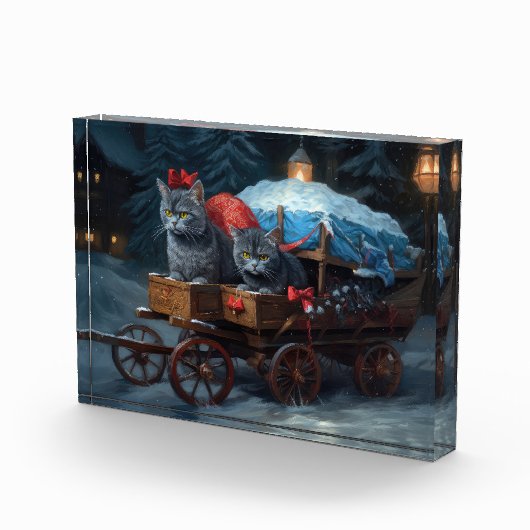 オリエンタルブルーキャットスノーイスレクリスマスデコール フォトブロック (右)