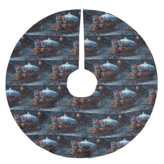 オリエンタルブルーキャットスノーイスレクリスマスデコール ブラッシュドポリエステルツリースカート (正面)