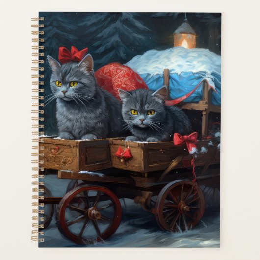 オリエンタルブルーキャットスノーイスレクリスマスデコール プランナー手帳 (正面)