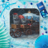 オリエンタルブルーキャットスノーイスレクリスマスデコール ペーパープレート (パーティー)