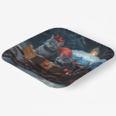 オリエンタルブルーキャットスノーイスレクリスマスデコール ペーパープレート (傾斜あり)