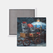 オリエンタルブルーキャットスノーイスレクリスマスデコール マグネット (正面/裏面)