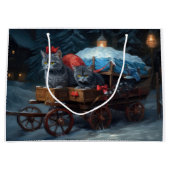 オリエンタルブルーキャットスノーイスレクリスマスデコール ラージペーパーバッグ (正面)