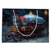 オリエンタルブルーキャットスノーイスレクリスマスデコール ラージペーパーバッグ (裏面)