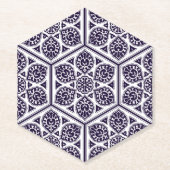 オリエンタルブルーターキッシュロゼット幾何学ベクトルアート ペーパーコースター (正面)