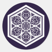オリエンタルブルーターキッシュロゼット幾何学芸術 ラウンドシール (正面)