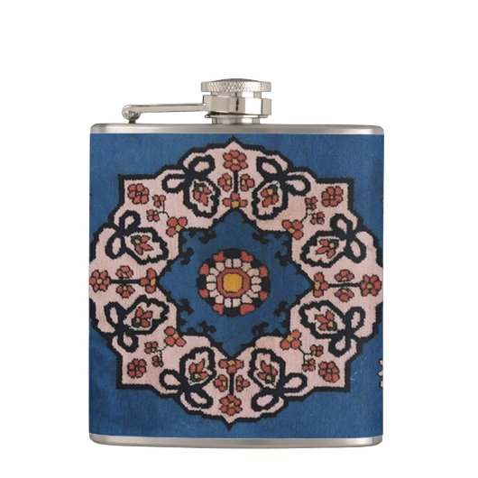オリエンタルブルーペルシャのターキッシュパターン、カーペット フラスク (正面)