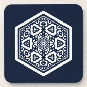 オリエンタルブルーホワイトオスマン帝国トルコのトレーサリーアート コースター (正面)