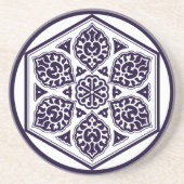 オリエンタルブルーホワイトオスマン帝国トルコのトレーサリーアート コースター (正面)