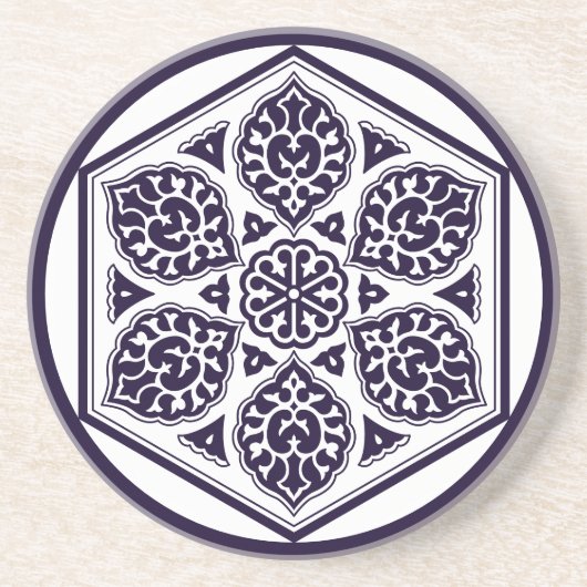 オリエンタルブルーホワイトオスマン帝国トルコのトレーサリーアート コースター (正面)