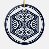 オリエンタルブルーホワイトオスマン帝国トルコのトレーサリーアート セラミックオーナメント (裏面)