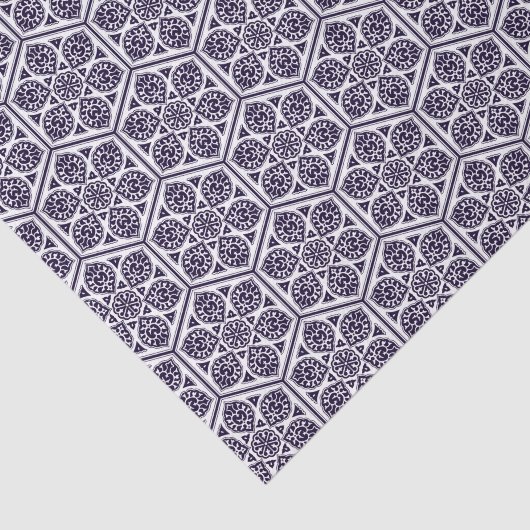 オリエンタルブルーホワイトトルコのロゼット幾何学的アート 薄葉紙 (詳細)